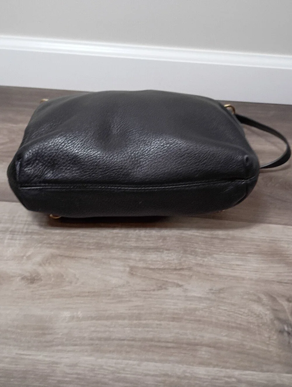 Michael Kors Black Pebbled Leather Gold Brass Chain Shoulder Strap Hobo Tote Bag